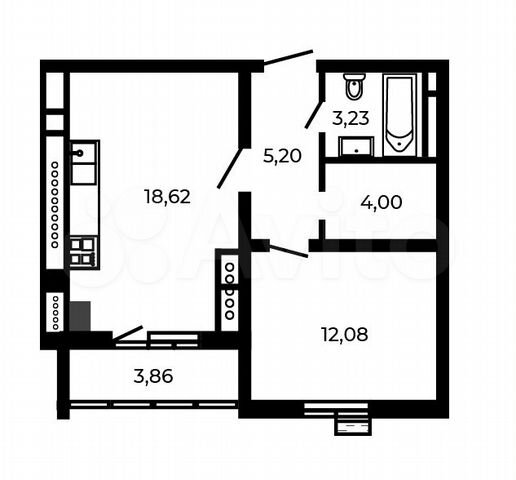 1-к. квартира, 45,1 м², 5/5 эт.
