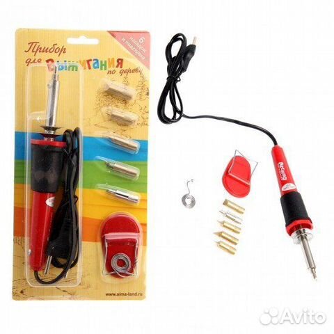 Выжигательный аппарат по дереву, набор: 10 насадок