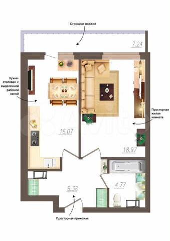 1-к. квартира, 48,2 м², 16/19 эт.
