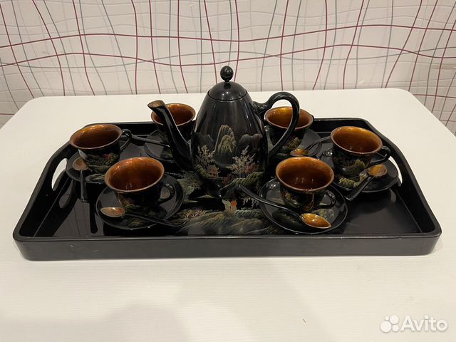 Китайский деревянный чайный сервиз набор гохуа