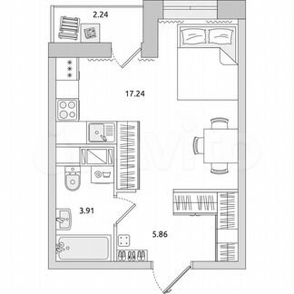 Квартира-студия, 27,1 м², 11/17 эт.