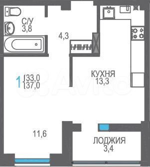 1-к. квартира, 37 м², 2/8 эт.