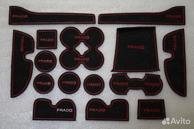 Коврики в ниши и кармашки Prado 150, красная окант