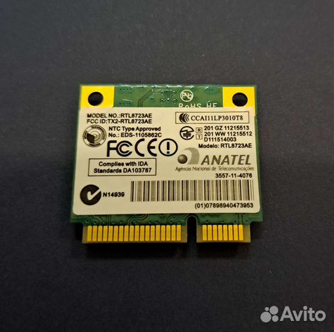 Модуль Wi-Fi+Bluetooth rtl8723ae Anatel mini PCI-E