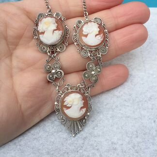 Колье Серебро Камеи Англия старое