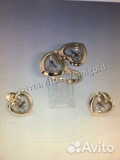 Золотой комплект с бриллиантами шопард Chopard