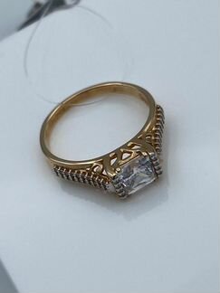 Новый золотой комплект с фианитами Swarovski