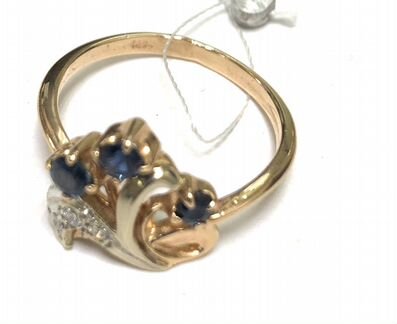 Золотое кольцо 585 пробы сапфиры бриллианты