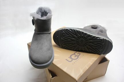 Угги UGG Australia Bailey Button Mini Grey Серые