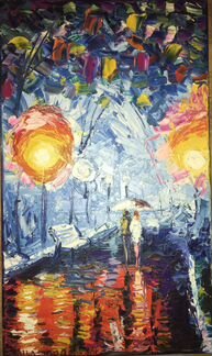 Картина маслом «прогулка»