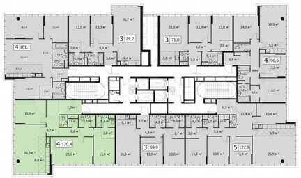 4-к квартира, 129 м², 2/14 эт.