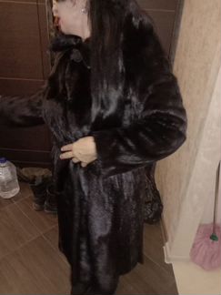 Шуба норковая большая с капюшоном