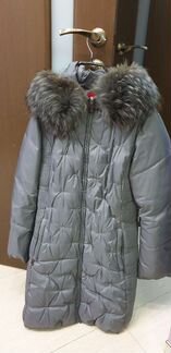 Пуховик р.xl пух-перо воротник мех натуральный