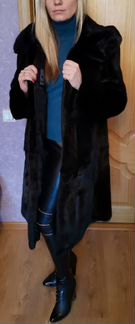 Шуба норковая черная с капюшоном 44-46