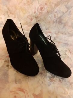 Ботильоны, замшевые натуральные,новые,каблук 7.5см