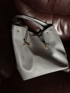 Сумка светло-серая кожа натуральная