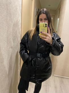 Пуховик из эко кожи