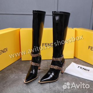 Сапоги фенди лакированные