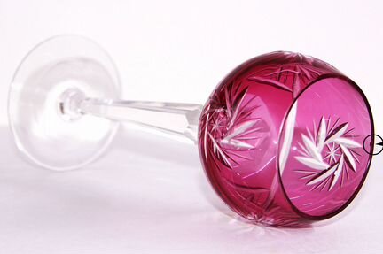 Бокал фужер цветной хрусталь рубин розовый 21см