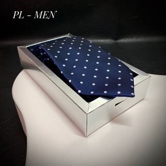 Галстук в горошек новый синий