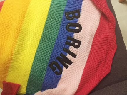 Кардиган свитер на пуговицах цветной в полоску