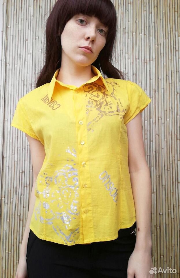 89620003131  Две рубашки блузки желтые женские Roberto cavalli 
