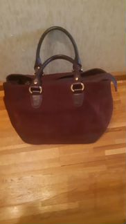 Сумка винного цвета из натуральной замши