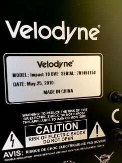 Cабвуфер Velodyne impact10