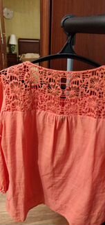 Кофта женская летняя кораллового цвета р. 48