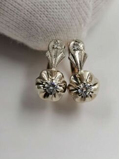 Золотые советские серьги с бриллиантами 0,20ct