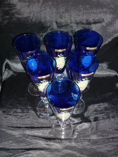Набор синих фужеров Экспорт СССР