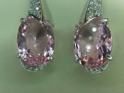 Серебро 925 пробы,Серьги с Розовым Кварцем