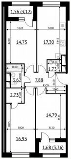 3-к квартира, 83 м², 17/22 эт.