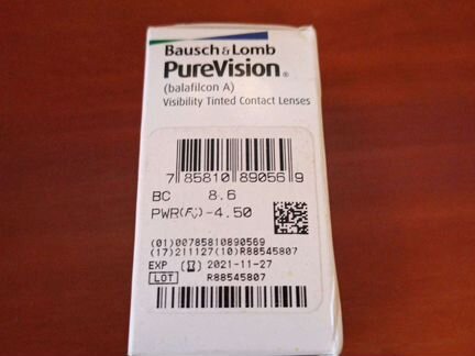 Контактные линзы Pure Vision -4,5