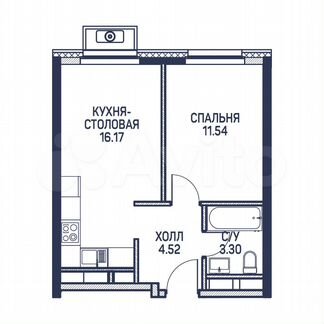 1-к квартира, 35.6 м², 3/22 эт.