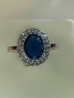 Серебро 925 пробы,Кольцо с Кианитом и Цирконами