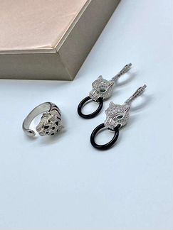 Серьги и кольцо Cartier Panther Картье Пантера Сер