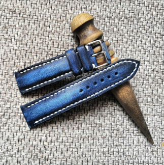 Ремешок 22/20 для часов из кожи джинсовый градиент