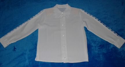 Блузка белая на пуговицах, 122-128 см