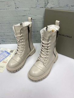 Сапоги ботинки кожа лак чёрные белые осень